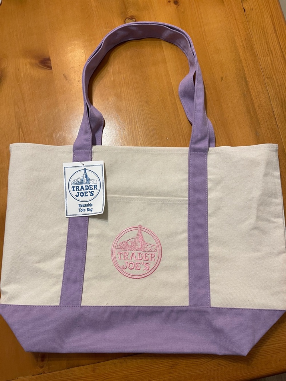 Spring 2026 Trader Joe's💜 Lavender 💜Large Canvas Limited Edition Tote! NWT